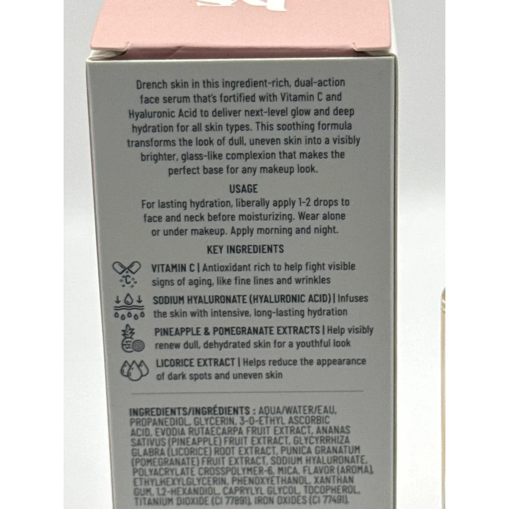 HYS‎ Beauty Think Bright Glow Hydrate Serum Vitamin C & Hyaluronic Acid 1 fl oz